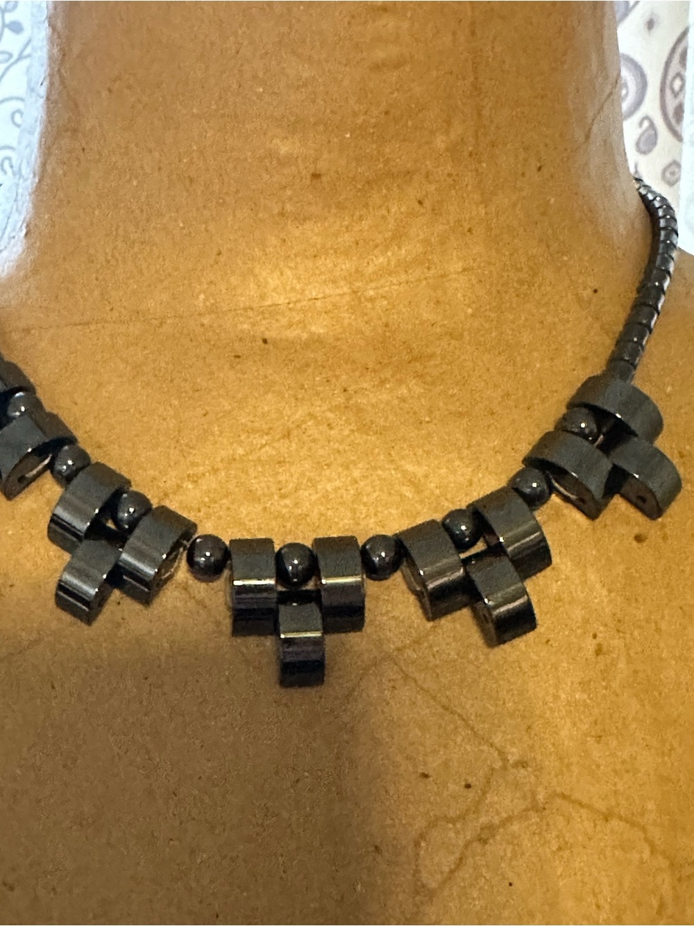 Hematite Black Geometric Bead Necklace - Women Jewelry